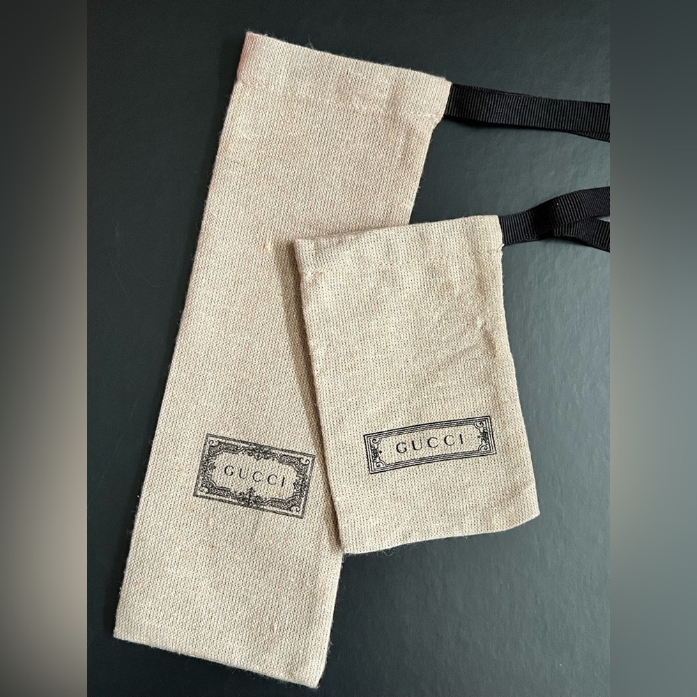 Gucci Natural Fabric Pouches with Black Logo